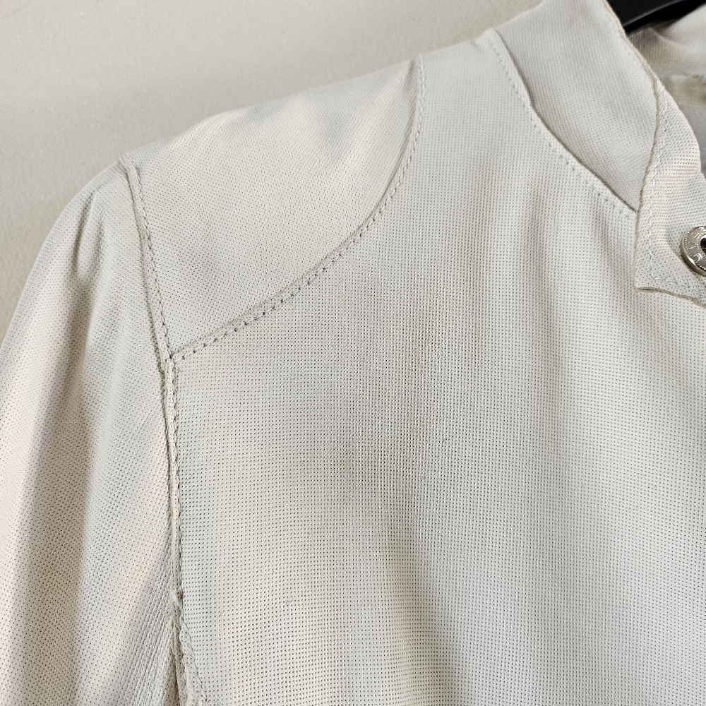 Leather Moto Jacket White Women's Classic M Professionally Cleaned - Picture 6 of 10